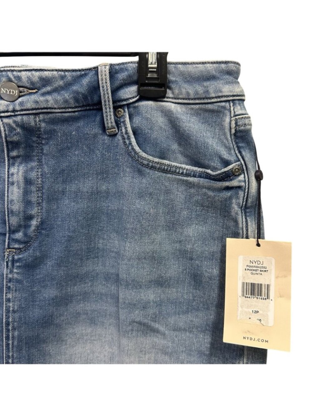 NYDJ Women's Size 12P Quinta 5 Pocket Stretch Denim Jean Skirt Just Above Knee - Picture 4 of 9